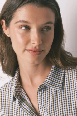 Women'secret Pijamas-Pijama comprido longo xadrez e bolinhas verde