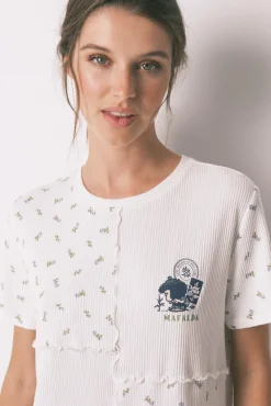 Women'secret Pijamas-Pijama comprido Mafalda patchwork 100% algodão bege