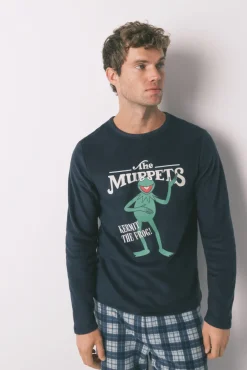 Women'secret Pijamas-Pijama comprido masculino polar Blue Muppet azul