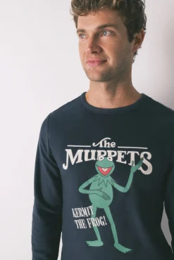 Women'secret Pijamas-Pijama comprido masculino polar Blue Muppet azul