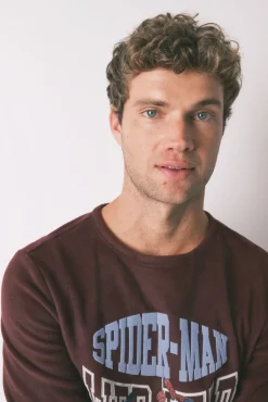 Women'secret Pijamas-Pijama comprido masculino polar do Homem-Aranha vermelho