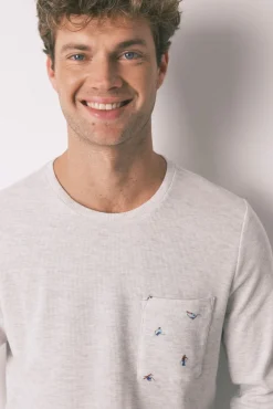 Women'secret Pijamas-Pijama comprido masculino 100% algodão cinza cinzento