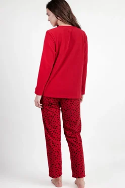 Admas Pijamas-Pijama comprido micropolar 101 Dálmatas para mulher vermelho