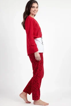 Admas Pijamas-Pijama comprido micropolar 101 Dálmatas para mulher vermelho
