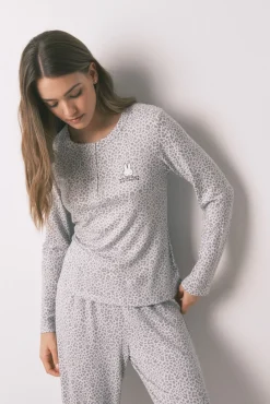 Women'secret Pijamas-Pijama comprido Miffy com estampado animal cinzento