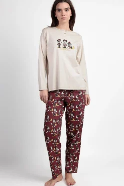 Admas Pijamas-Pijama comprido Minnie Mouse para mulher bege