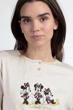 Admas Pijamas-Pijama comprido Minnie Mouse para mulher bege