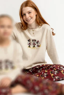 Admas Pijamas-Pijama comprido Minnie Mouse para mulher bege