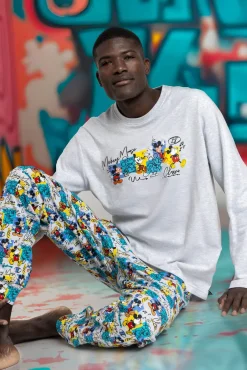 Admas Pijamas-Pijama comprido Original Mickey para homem cinzento