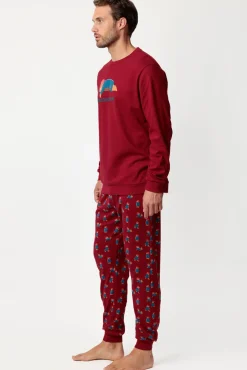 Admas Pijamas-Pijama comprido Paddington 100% algodão para homem estampado
