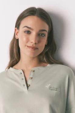 Women'secret Pijamas-Pijama comprido patchwork super macio verde