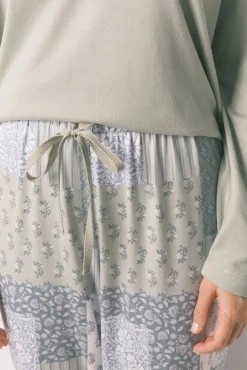 Women'secret Pijamas-Pijama comprido patchwork super macio verde