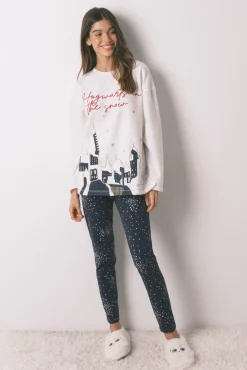 Women'secret Pijamas-Pijama comprido polar estampado 