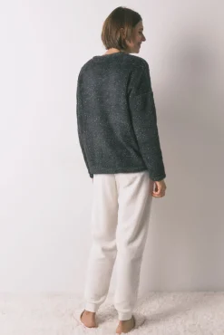 Women'secret Pijamas-Pijama comprido polar pelo macio bordado Pingu cinzento