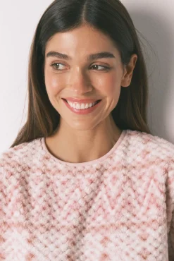 Women'secret Pijamas-Pijama comprido polar rosa