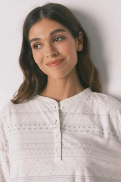 Women'secret Pijamas-Pijama comprido polar suave cinzento branco