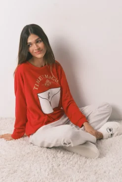 Women'secret Pijamas-Pijama comprido polar suave estampado Harry Potter vermelho