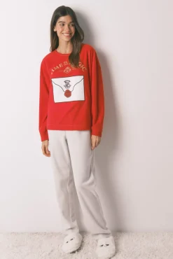 Women'secret Pijamas-Pijama comprido polar suave estampado Harry Potter vermelho