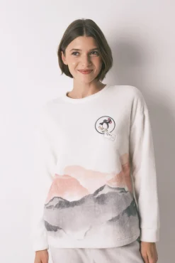 Women'secret Pijamas-Pijama comprido polar suave estampado Pingu bege