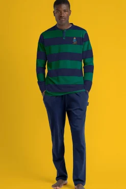 Admas Pijamas-Pijama comprido riscas Rugby Paddington para homem azul