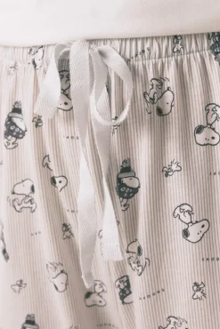 Women'secret Pijamas-Pijama comprido Snoopy 100% algodão branco