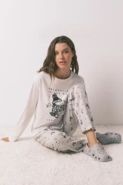 Women'secret Pijamas-Pijama comprido Snoopy 100% algodão branco