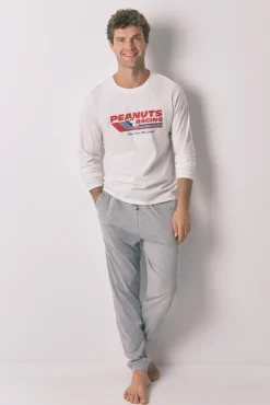 Women'secret Pijamas-Pijama comprido Snoopy 100% algodão cinzento