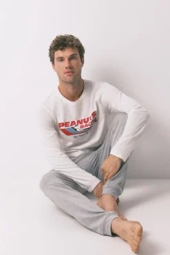 Women'secret Pijamas-Pijama comprido Snoopy 100% algodão cinzento