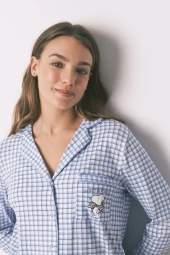Women'secret Pijamas-Pijama Comprido Snoopy Vichy azul
