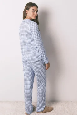 Women'secret Pijamas-Pijama Comprido Snoopy Vichy azul