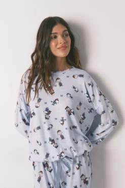 Women'secret Pijamas-Pijama comprido super macio do Snoopy azul