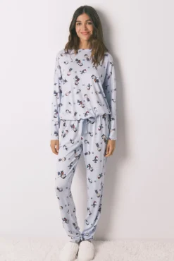 Women'secret Pijamas-Pijama comprido super macio do Snoopy azul