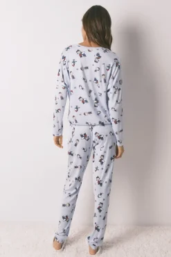Women'secret Pijamas-Pijama comprido super macio do Snoopy azul
