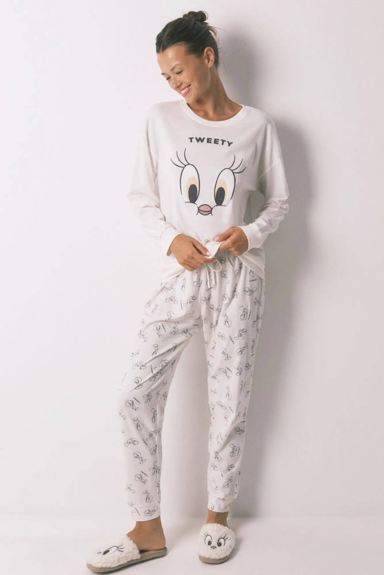 Women'secret Pijamas-Pijama comprido Tweety Bird 100% algodão bege