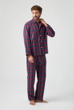 Kiff-Kiff Pijamas-Pijama de flanela Kiff Kiff azul vermelho xadrez estampado