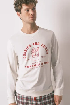 Women'secret Pijamas-Pijama de homem comprido 100% algodão xadrez bege