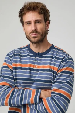 Kiff-Kiff Pijamas-Pijama de malha riscas multicolorida Kiff Kiff estampado