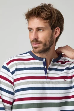 Kiff-Kiff Pijamas-Pijama de malha riscas multicolorida Kiff Kiff estampado