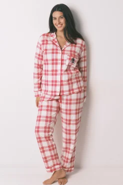 Women'secret Pijamas-Pijama estilo camisa 100% algodão xadrez Mafalda vermelho