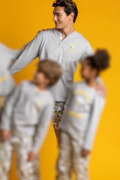 Admas Pijamas-Pijama Family Snoopy Funny para homem cinzento