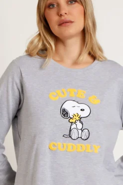 Admas Pijamas-Pijama Family Snoopy Funny para mulher cinzento