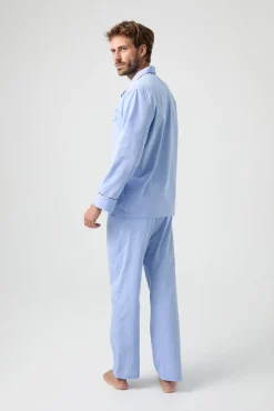 Kiff-Kiff Pijamas-Pijama Kiff Kiff 100% algodão com detalhe de debrum escocês azul