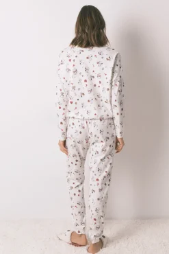 Women'secret Pijamas-Pijama longo 100% algodão branco Snoopy bege