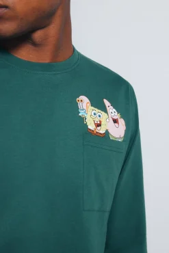 Springfield Pijamas-Pijama longo do Bob Esponja verde