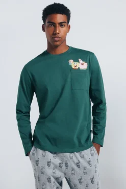 Springfield Pijamas-Pijama longo do Bob Esponja verde