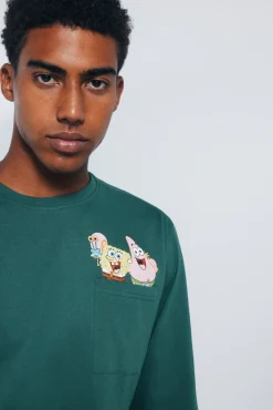 Springfield Pijamas-Pijama longo do Bob Esponja verde