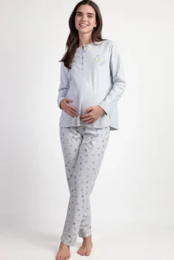 Admas Pijamas-Pijama maternity comprido riscas Alicia Wonderland cinzento