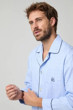 Kiff-Kiff Pijamas-Pijama xadrez 100% algodão Kiff Kiff azul