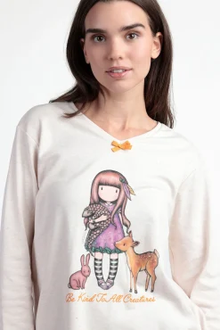 Admas Pijamas-Pijama xadrez Be Kind To All Creatures SANTORO GORJUSS bege