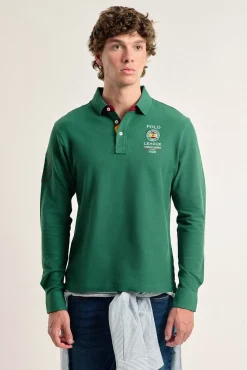 Valecuatro Polos-Pólo masculino com escudo espanhol intenso Verde